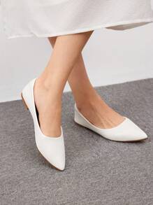 CUCCOO BIZCHIC 极简主义尖头芭蕾平底鞋夏季度假鞋夏季促销返校鞋大学生鞋优雅基础款商务休闲商务时尚圣诞节秋季新年假期 - 白色 - 查看 5