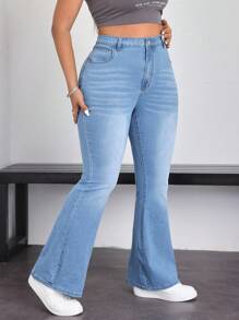 SHEIN EZwear Plus Size Simple Casual Flare Leg Jeans