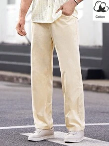 Manfinity VCAY Men's Woven Integrated Casual Straight-Leg Pants For Daily Wear