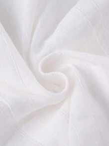 INAWLY 女士纯色简约领口短袖衬衫 - 白色 - 查看 3