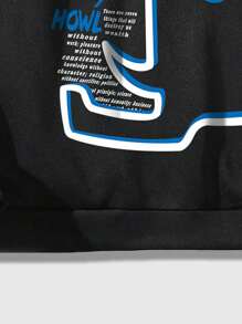 Manfinity Roghcode Loose Men's Star & Letter Graphic Zip-Up Drawstring Thermal Lined Hoodie (No T-Shirt) - Black - View 5