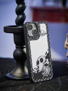 Corpse Bride | ROMWE Funda de teléfono regular personalizada con estampado de calavera - Plateado - Ver 2