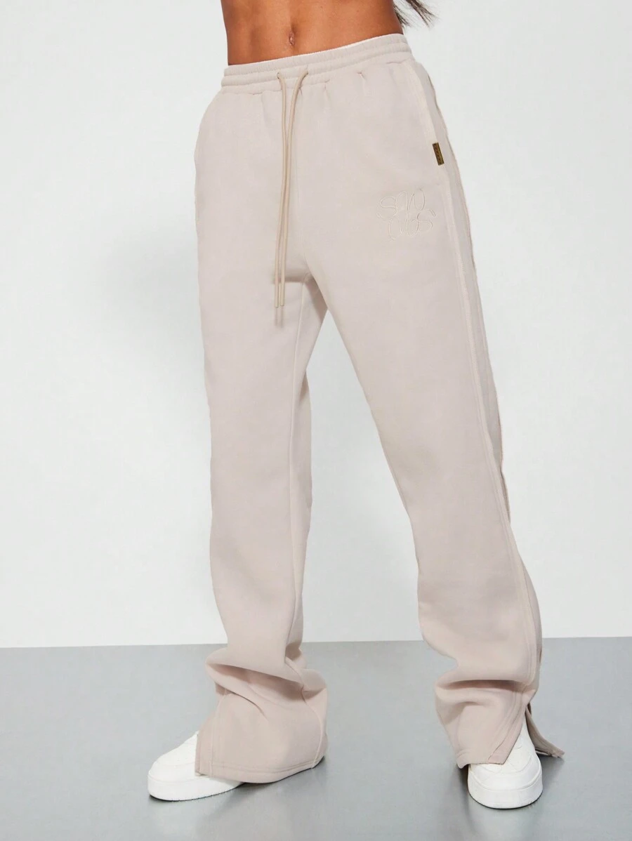 SUMWON WOMEN Flare Fit Side Split Sweatpants - Apricot - View 1
