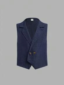 3pcs Tween Boy Casual School Style Bow Tie Shirt, Vest And Long Pants Gentleman Outfit, Suitable For Party, Birthday, Graduation, Commute, School And Daily Casual Wear In Autumn/Winter - Blue - View 10