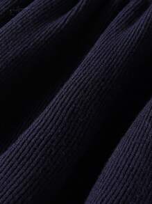 女婴圆领长袖荷叶边花卉刺绣针织连衣裙