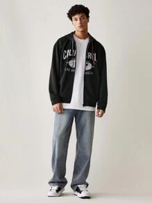 Mainfolk Men's Knitted Casual Patchwork Loose Drawstring Hooded Sweatshirt, For Fall Winter, Spring, Y2K - Multicolor - View 3