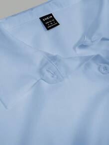 SHEIN LUNE 女士休闲蝴蝶印花长袖衬衫 - 淺藍色 - 查看 5