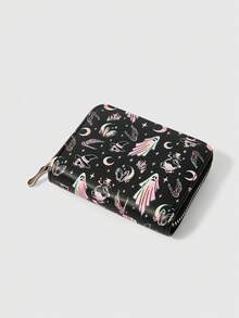 ROMWE Goth 1 chiếc ví mini Halloween Darker Magic dễ thương có khóa kéo, ví đựng tiền xu màu đen cho nữ - Nhiều màu - Xem 4