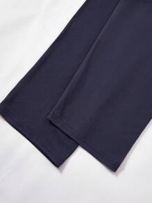 2 件青少年男孩休闲英文字母印花宽松运动衫和裤子套装