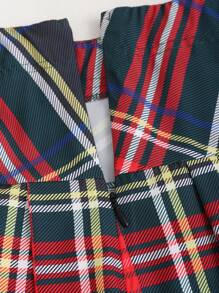 SHEIN Unity Váy kẻ sọc nữ thời trang xu hướng thiết kế kẻ sọc xếp li - màu đen - Xem 3