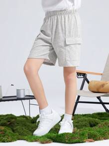 SHEIN Tween Jongen Patchdetail Klep zijzak Shorts