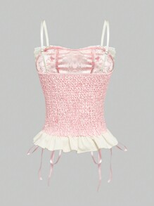 トップス organdie ribbon balloon camisole Wantschun Womens
