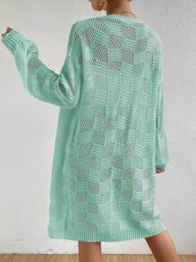 SHEIN LUNE Women's Casual Colorful Long Sleeve Cardigan With Loose Design - Green - View 2