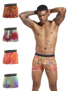 Wedaily Herren Boxershorts 4 Pack in Einfarbig mit Kontrastnaht, für die tägliche Lässig - Verschiedenfarbig - Übersicht 2
