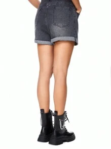 ROMWE Grunge Punk Giày bốt cổ ngắn đế dày phong cách Punk Rock Chic Street Chain Decor buộc dây màu đen cho nữ mùa thu - màu đen - Xem 3