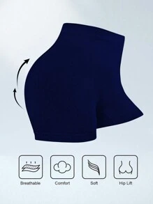 SHEIN Sport Studio Women Solid Color Minimalist Everyday Seamless ShortsWomen Sweat Short, Gym Short, Biker Short