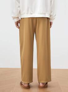 Manfinity VCAY Men's Woven Loose Casual Long Straight Pants, Mid-Waist, Suitable For Daily Wear - Yellow - View 7