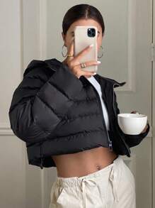 DAZY Chaqueta acolchada con capucha de unicolor casual para mujer en invierno