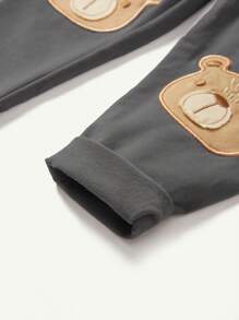 Cozy Pixies 嬰兒男童熊圖案長褲套裝 - 深灰色 - 查看 10