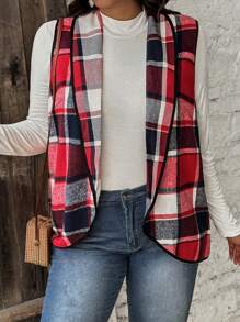 SHEIN VCAY Veste casual en jacquard à col châle, grande taille pour femmes