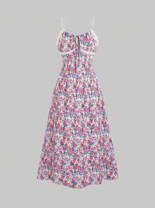 Breezaya Váy quây ren nối liền mùa hè dành cho nữ theo phong cách đồng quê - Nhiều màu - Xem 1