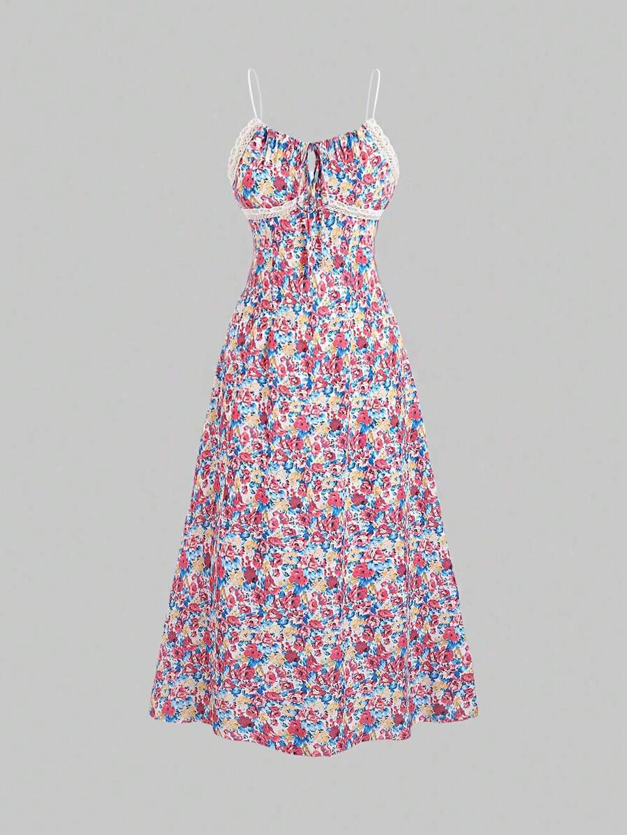 Breezaya Váy quây ren nối liền mùa hè dành cho nữ theo phong cách đồng quê - Nhiều màu - Xem 1