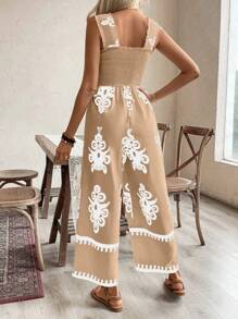 Breezaya Tuta Intera Estiva Da Donna Con Stampa Floreale, Volant E Gamba Ampia Con Bretelle