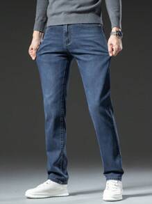 Quần Jeans Ống côn Rửa Sạch Thường Ngày Cho Nam - Màu xanh lam - Xem 4