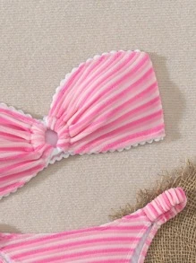 Swim Mod Women's Summer Striped Bikini Set - Pink - View 8