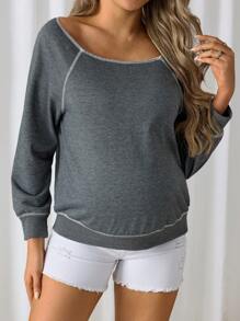 SHEIN Umstandsmode Lässiges Sweatshirt mit Kontrastnaht, Frühling Herbst, für den Winter