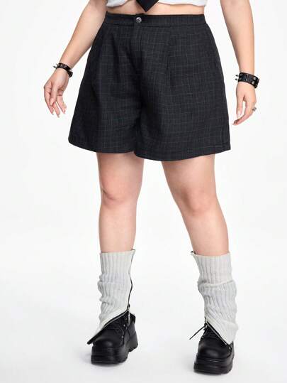 Academia Pantaloncini in tessuto jacquard a quadri vintage taglie forti