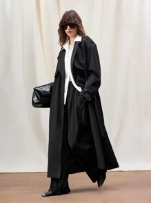 Manfinity VCAY Men's Woven Casual Long Loose Trench Coat For Spring & Autumn, Couple Matching, Going Out