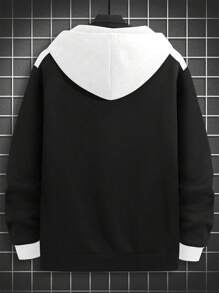 Manfinity Homme Grote maten herenhoodie met capuchon, letter- en cijferprint en lange mouwen met trekkoord en sportkleding