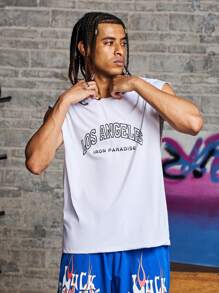 Manfinity Sport Corelite Manfinity Fitness Boyfriend Style Men Letter Graphic Tank Top  Workout Tops Tank Top Pack  Basketball Jersey Boyfriend Style Men I Love My Boyfriend Graphic Boyfriend Style Men T Shirt Boyfriend Style Men Joggers, Jersey, Graphic, Flag Football, All White Workout Tops Basketball White Tank Top Breathable - White - View 8