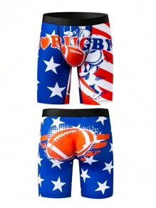 Men's Boxing Letters Digital Printing Casual Fashion Comfortable Breathable Boxer Briefs - Multicolor - View 4