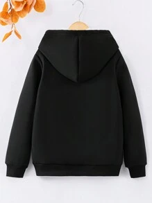 Áo nỉ có mũ trùm đầu có lót của Tween Girls - màu đen - Xem 2