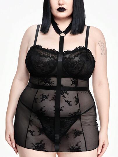 Goth فستان جوثي ضخم الحجم بياقة عالية وأكتاف عارية مثير