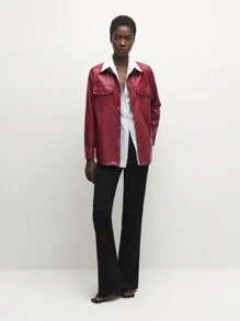BizChic Aankara Oversized PU Coat For Autumn - Black - View 4