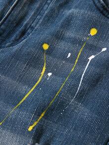 SHEIN Tween Boys' Distressed Street Wear Cool Ripped Frayed Jeans,For Back To School - Dark Grey - View 8