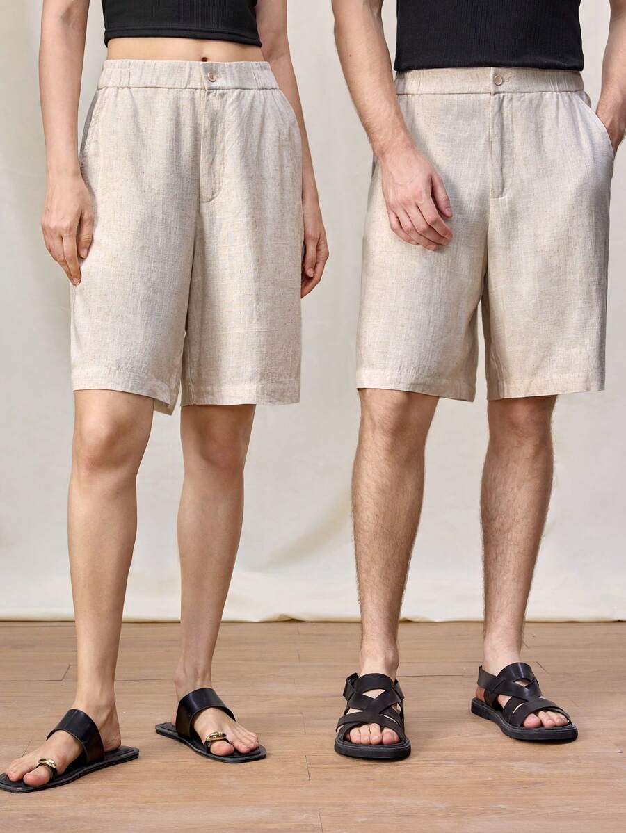Manfinity VCAY Men Woven Straight Casual Short Loose Casual Straight Shorts Suitable For Summer - Apricot - View 1