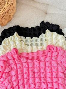 SHEIN 3 件套少女纯色针织泡泡雪纺圆领 T 恤