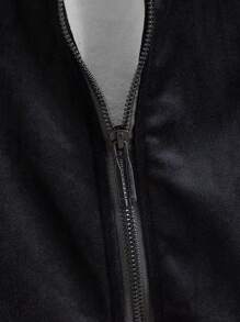 Manfinity Homme Men's Fuzzy Collar Simple Everyday Long Sleeve Jacket - Black - View 4