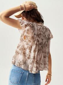 Bohemela Camisa con estampado floral de mujer para vacaciones - Marrón - Ver 7