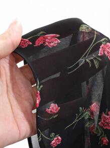 DAZY 女士全印花 V 领衬衫、长袖上衣、荷叶边、秋季女装