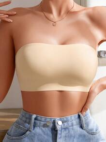 Women Seamless Wireless Bandeau Bra (One Piece) - Apricot - View 5