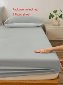 1 件水洗纯色床笠，适合厚度不超过 14 英寸的床垫 - 淺灰色 - 查看 2