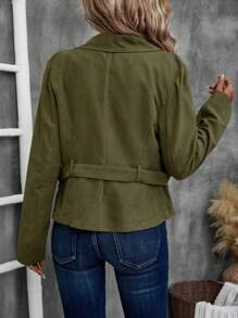 EMERY ROSE 女士翻领长袖纽扣时尚迷人软夹克外套