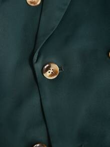 Manfinity Mode Men's Double-Breasted Suit Coat And Pants Set - Dark Green - View 7