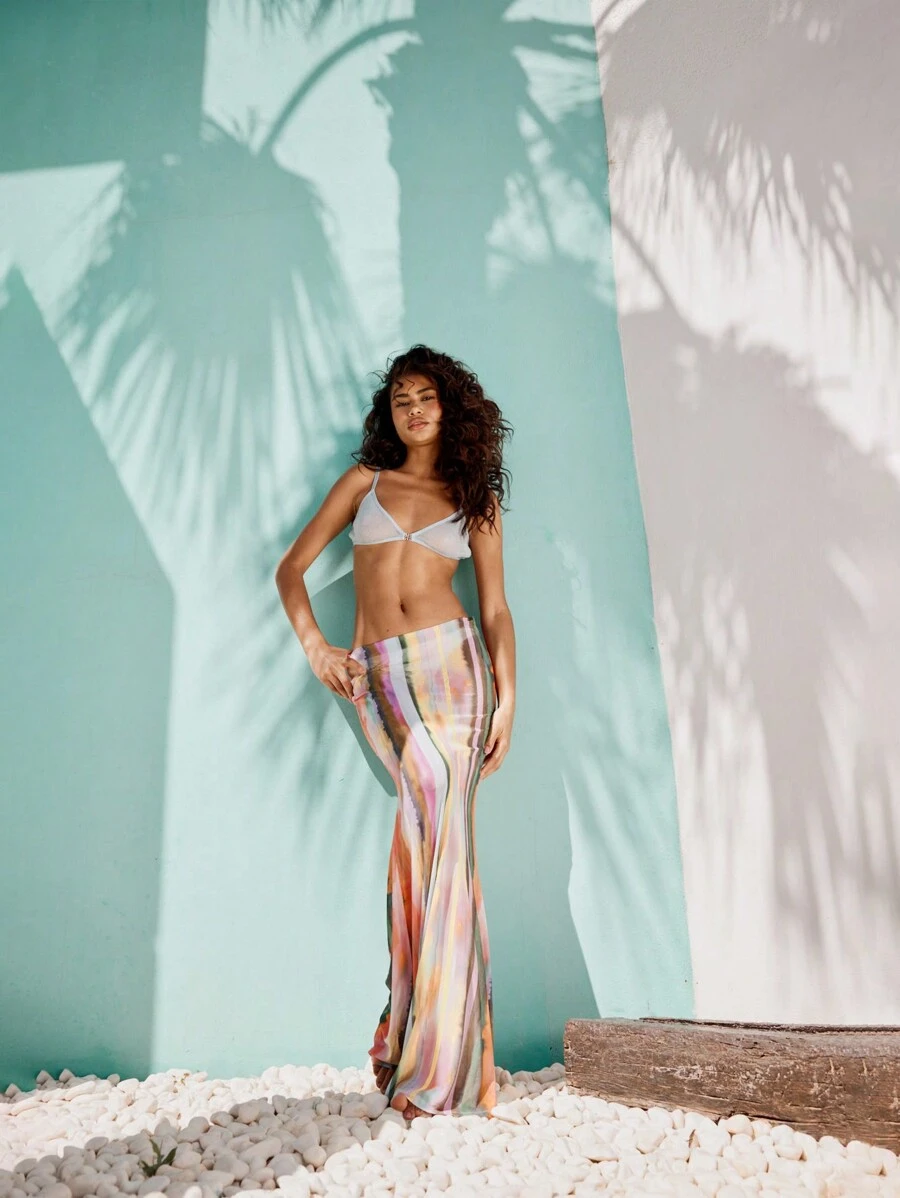 MISSGUIDED Sheer Tie Dye Straight Maxi Skirt - Multicolor - View 1