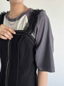 FRIFUL Damen Sommerkleid mit getrennter Front und Reißverschluss